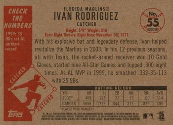 2003 Bowman Heritage - Facsimile Signature #55 Ivan Rodriguez Back