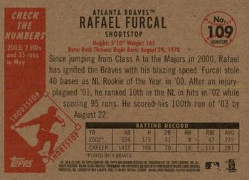 2003 Bowman Heritage - Facsimile Signature #109 Rafael Furcal Back