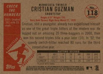 2003 Bowman Heritage - Facsimile Signature #118 Cristian Guzman Back
