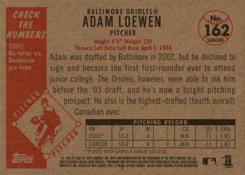 2003 Bowman Heritage - Facsimile Signature #162 Adam Loewen Back