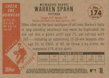 2003 Bowman Heritage - Facsimile Signature #174 Warren Spahn Back