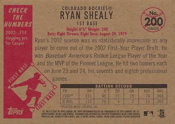 2003 Bowman Heritage - Facsimile Signature #200 Ryan Shealy Back