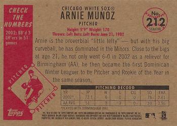2003 Bowman Heritage - Facsimile Signature #212 Arnie Munoz Back