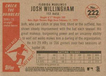 2003 Bowman Heritage - Facsimile Signature #222 Josh Willingham Back