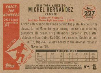 2003 Bowman Heritage - Facsimile Signature #227 Michel Hernandez Back