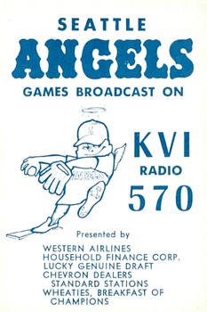 1967 Seattle Angels Popcorn #NNO Chris Krug Back