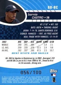 2003 Bowman's Best - Blue #BB-BC Bernie Castro Back