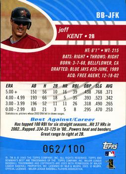 2003 Bowman's Best - Blue #BB-JFK Jeff Kent Back