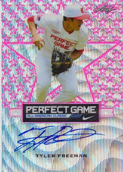 2016 Leaf Metal Perfect Game All-American - Metal Autograph Star Etch Pink Etched Wave Foil #BA-TF2 Tyler Freeman Front
