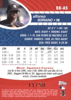 2003 Bowman's Best - Red #BB-AS Alfonso Soriano Back