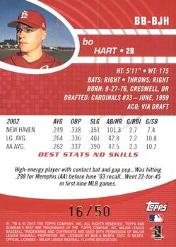 2003 Bowman's Best - Red #BB-BJH Bo Hart Back