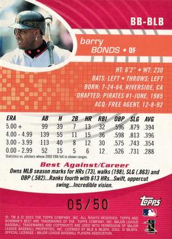 2003 Bowman's Best - Red #BB-BLB Barry Bonds Back