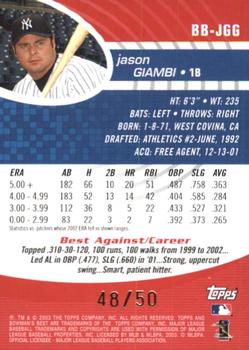 2003 Bowman's Best - Red #BB-JGG Jason Giambi Back