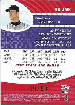 2003 Bowman's Best - Red #BB-JMS Jon-Mark Sprowl Back