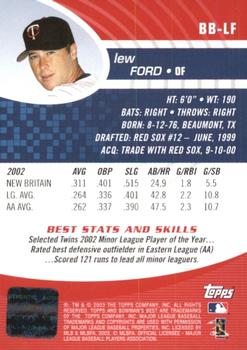 2003 Bowman's Best - Red #BB-LF Lew Ford Back