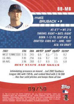 2003 Bowman's Best - Red #BB-MB Matt Bruback Back