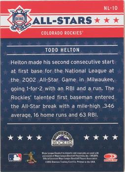 2003 Donruss - All-Stars #NL-10 Todd Helton Back