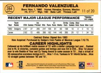 2003 Donruss - Anniversary 1983 #11 Fernando Valenzuela Back