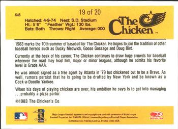 2003 Donruss - Anniversary 1983 #19 San Diego Chicken Back
