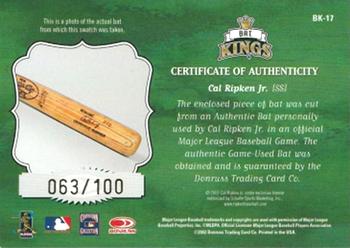 2003 Donruss - Bat Kings #BK-17 Cal Ripken Jr. Back