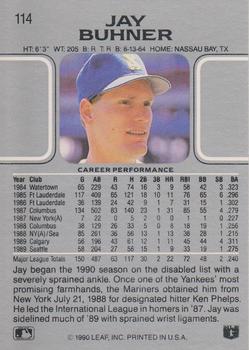 1990 Leaf #114 Jay Buhner Back