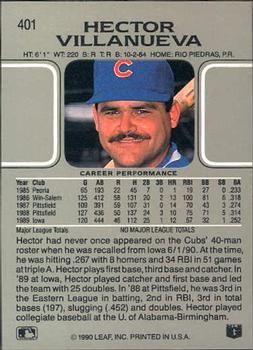 1990 Leaf #401 Hector Villanueva Back