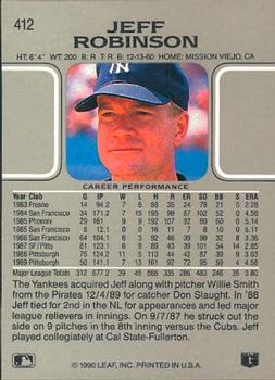 1990 Leaf #412 Jeff Robinson Back