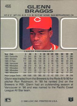 1990 Leaf #466 Glenn Braggs Back