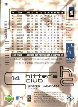 2000 Upper Deck Hitter's Club #10 Andres Galarraga Back