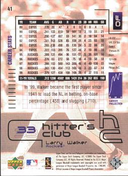 2000 Upper Deck Hitter's Club #41 Larry Walker Back