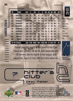 2000 Upper Deck Hitter's Club #44 Dean Palmer Back