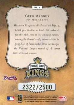 2003 Donruss - Diamond Kings Gold #DK-4 Greg Maddux Back