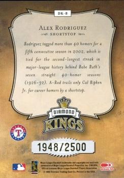 2003 Donruss - Diamond Kings Gold #DK-8 Alex Rodriguez Back