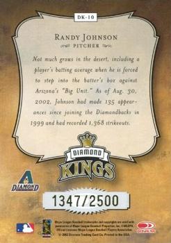 2003 Donruss - Diamond Kings Gold #DK-10 Randy Johnson Back