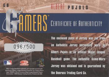 2003 Donruss/Leaf/Playoff (DLP) Rookies & Traded - Gamers #G-8 Albert Pujols Back