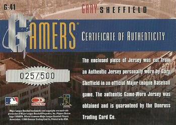 2003 Donruss/Leaf/Playoff (DLP) Rookies & Traded - Gamers #G-41 Gary Sheffield Back