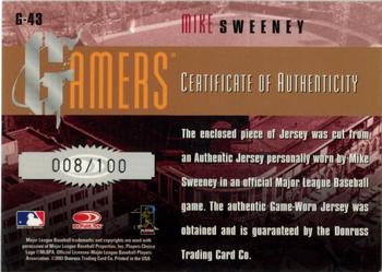 2003 Donruss/Leaf/Playoff (DLP) Rookies & Traded - Gamers Position #G-43 Mike Sweeney Back