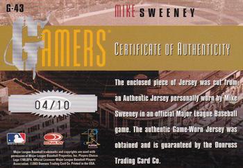 2003 Donruss/Leaf/Playoff (DLP) Rookies & Traded - Gamers Rewards #G-43 Mike Sweeney Back
