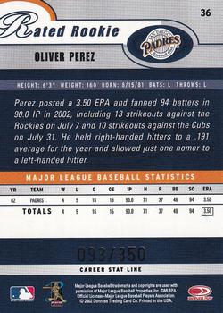 2003 Donruss - Stat Line Career #36 Oliver Perez Back