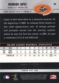 2003 Donruss - Stat Line Career #91 Rodrigo Lopez Back