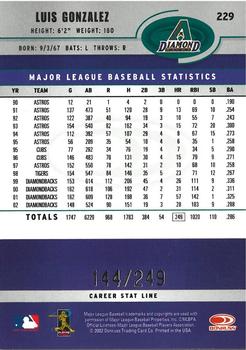 2003 Donruss - Stat Line Career #229 Luis Gonzalez Back