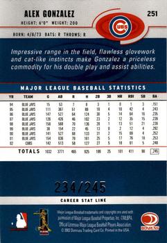 2003 Donruss - Stat Line Career #251 Alex S. Gonzalez Back