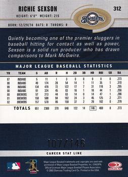 2003 Donruss - Stat Line Career #312 Richie Sexson Back