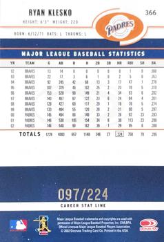 2003 Donruss - Stat Line Career #366 Ryan Klesko Back