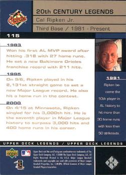 2000 Upper Deck Legends #115 Cal Ripken Jr. Back