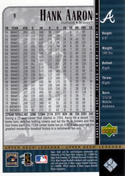 2000 Upper Deck Legends #9 Hank Aaron Back