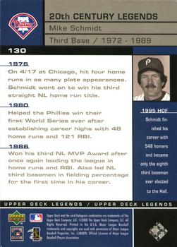 2000 Upper Deck Legends #130 Mike Schmidt Back