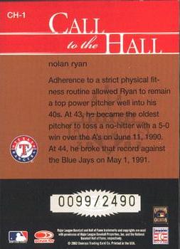 2003 Donruss Champions - Call to the Hall #CH-1 Nolan Ryan Back