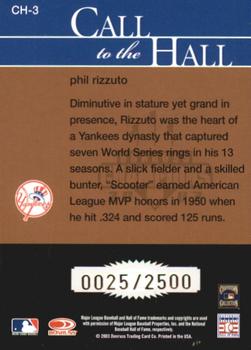 2003 Donruss Champions - Call to the Hall Autographs #CH-3 Phil Rizzuto Back