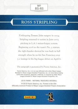 2016 Panini National Treasures - Baseball Signatures #BS-RS Ross Stripling Back